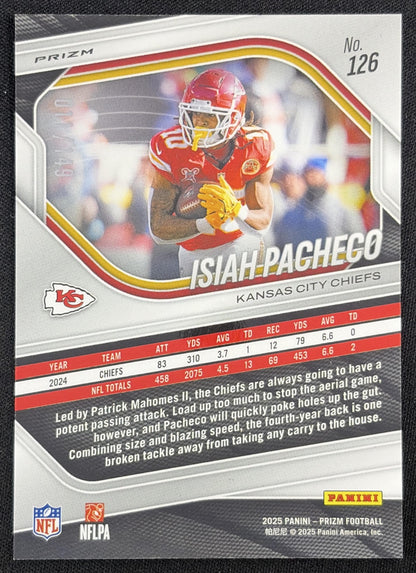 Isiah Pacheco 2025 Panini Prizm Red Wave /149 Chiefs