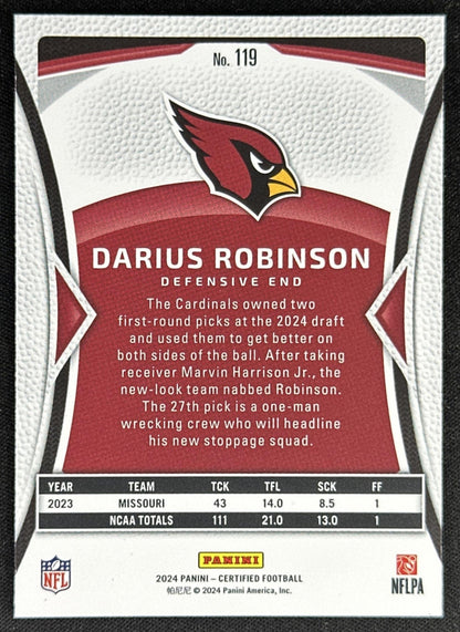 Darius Robinson 2024 Panini Certified Rookies Teal Mirror FOTL /20 Cardinals