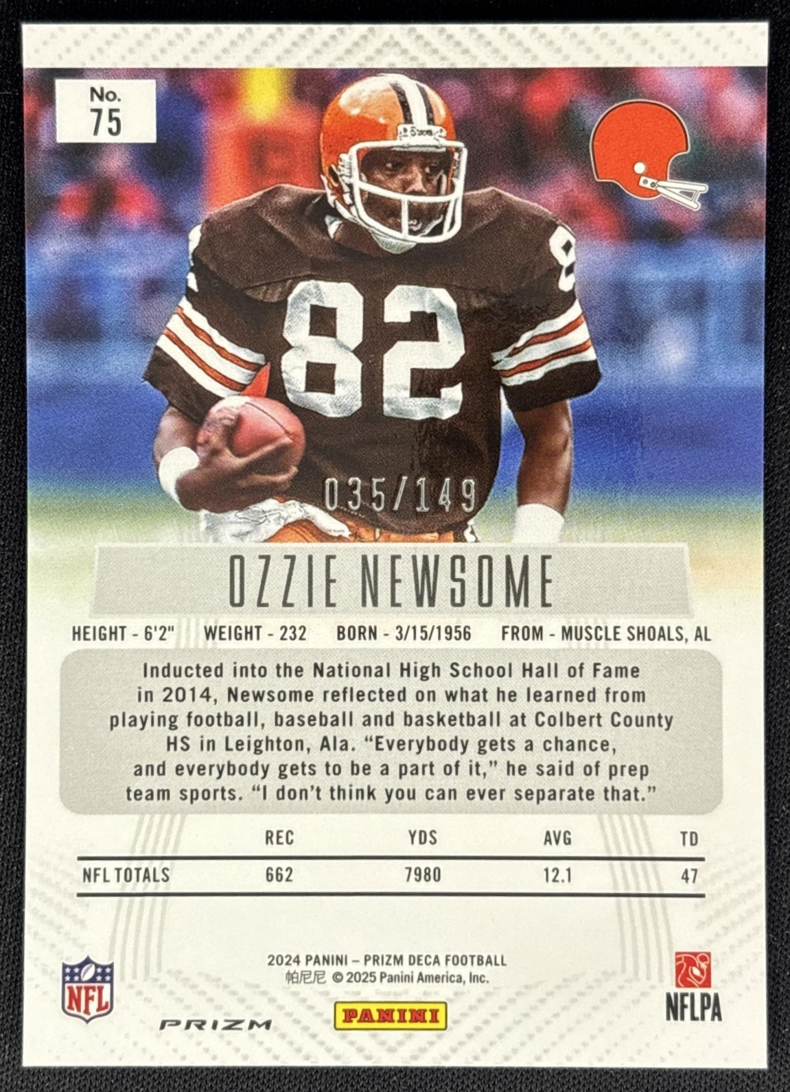 Ozzie Newsome 2024 Panini Prizm Deca Blue /149 Browns