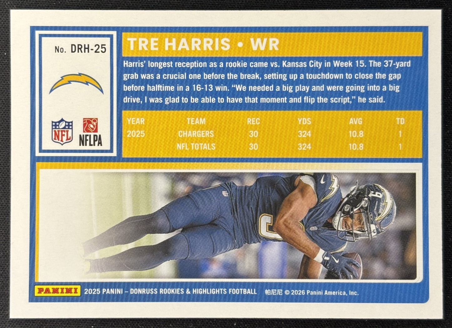 Tre Harris 2025 Panini Donruss Rookies & Highlights Chargers Sports Trading Cards