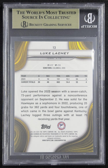 Luke Lachey 2024 Bowman Best University Purple Refractor /125 BGS 9.5 Hawkeyes Sports Trading Card