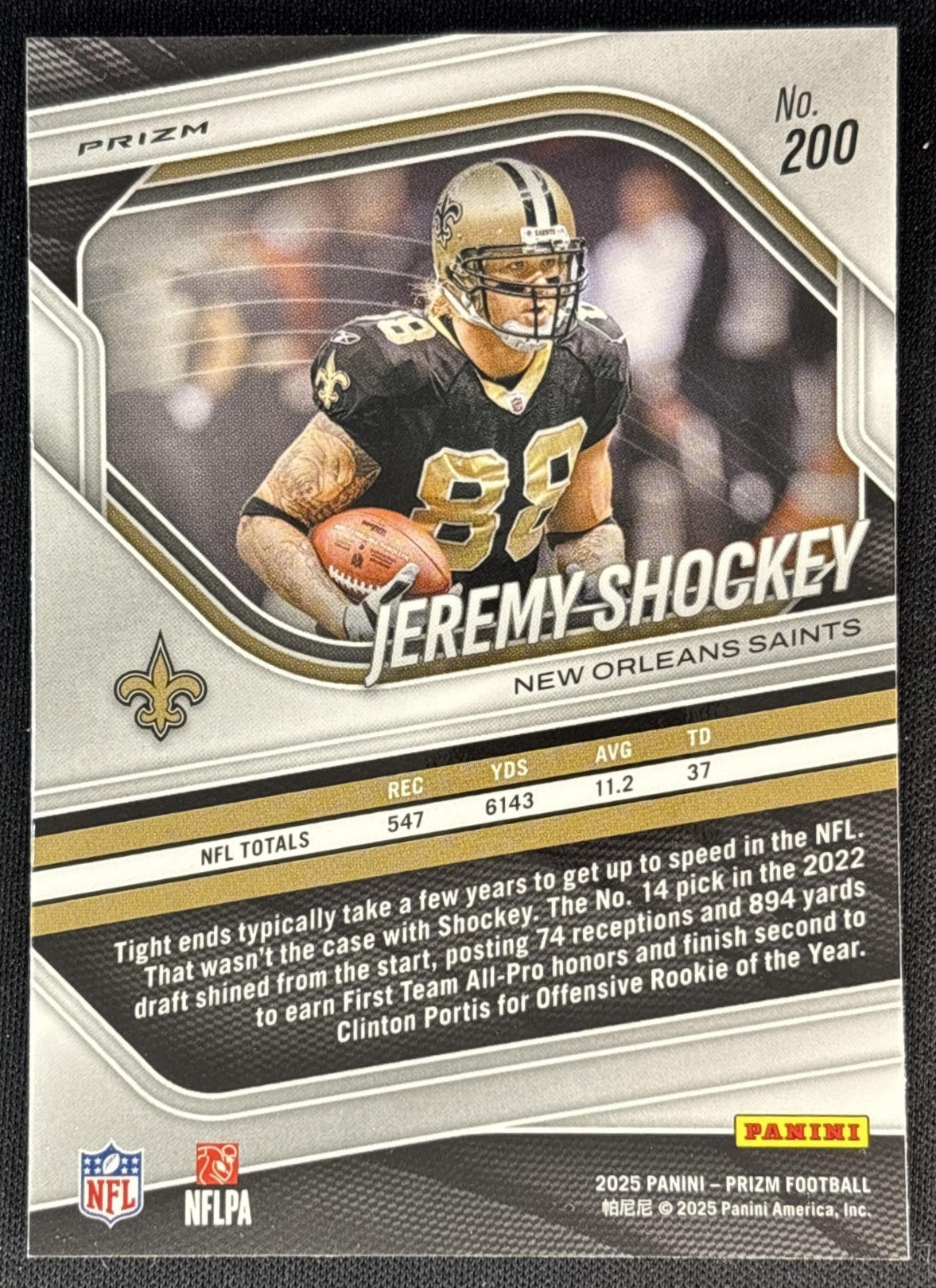 Jeremy Shockey 2025 Panini Prizm Neon Green Pulsar Saints