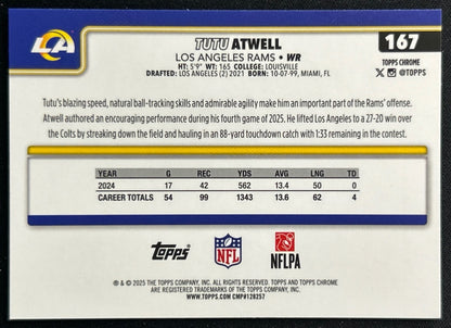 Tutu Atwell 2025 Topps Chrome Rams Sports Trading Cards