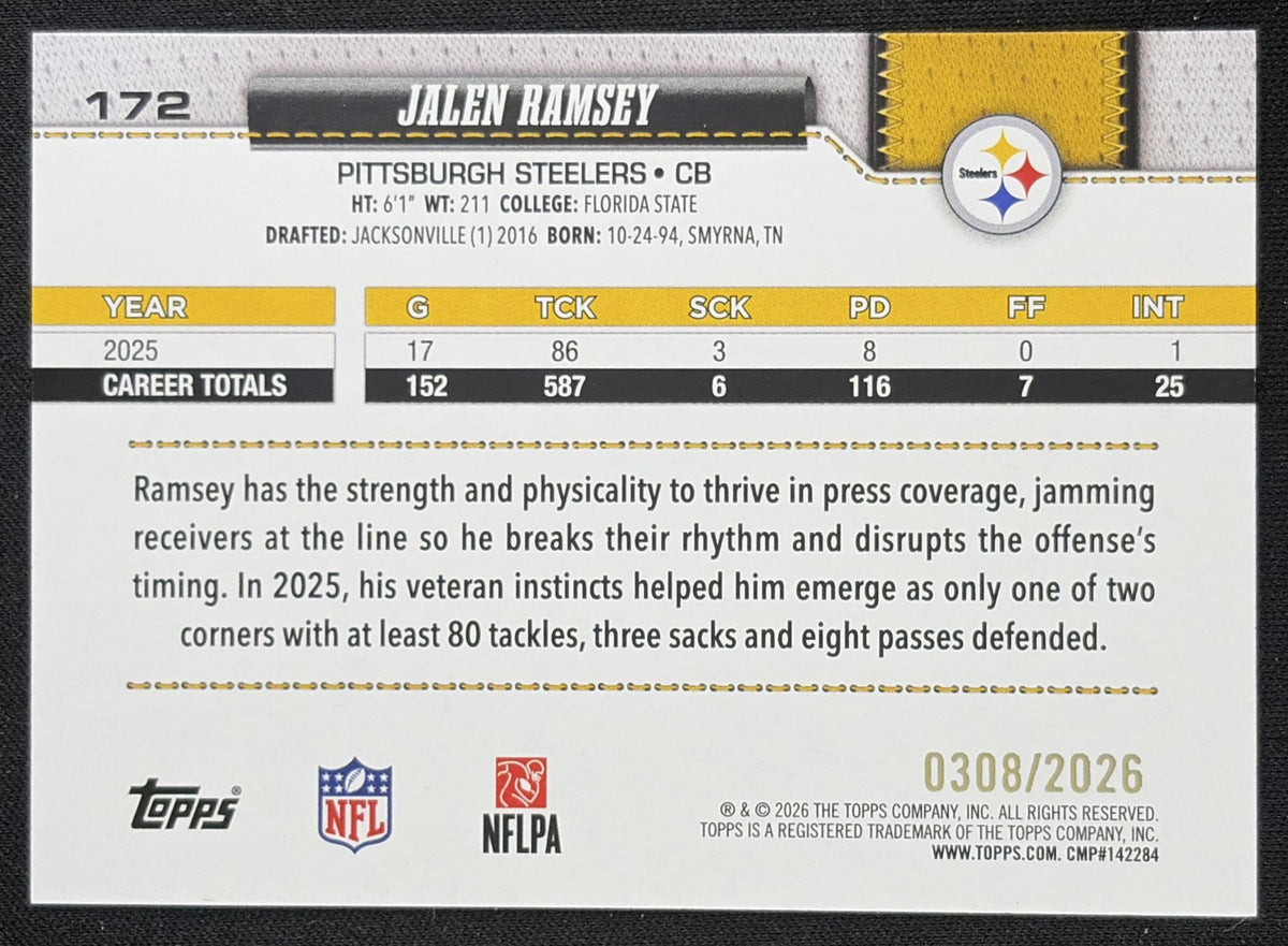 Jalen Ramsey 2026 Topps Gold /2026 Steelers