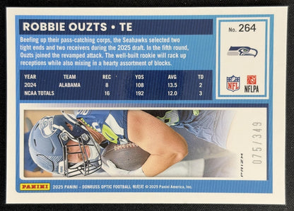 Robbie Ouzts 2025 Panini Donruss Optic Rated Rookie Aqua Prizm /349 Seahawks Sports Trading Cards
