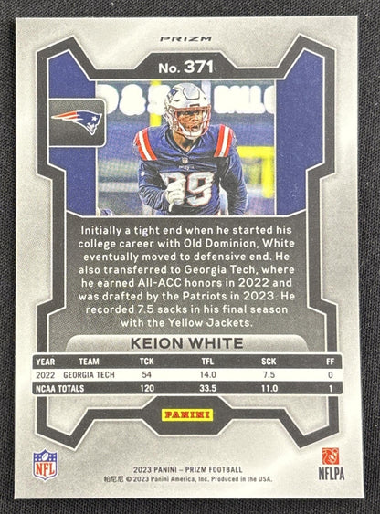 Keion White 2023 Panini Prizm Neon Green Pulsar Patriots