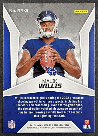 Malik Willis Rookie Rush 2022 Rookies & Stars Titans Dolphins back sports trading card