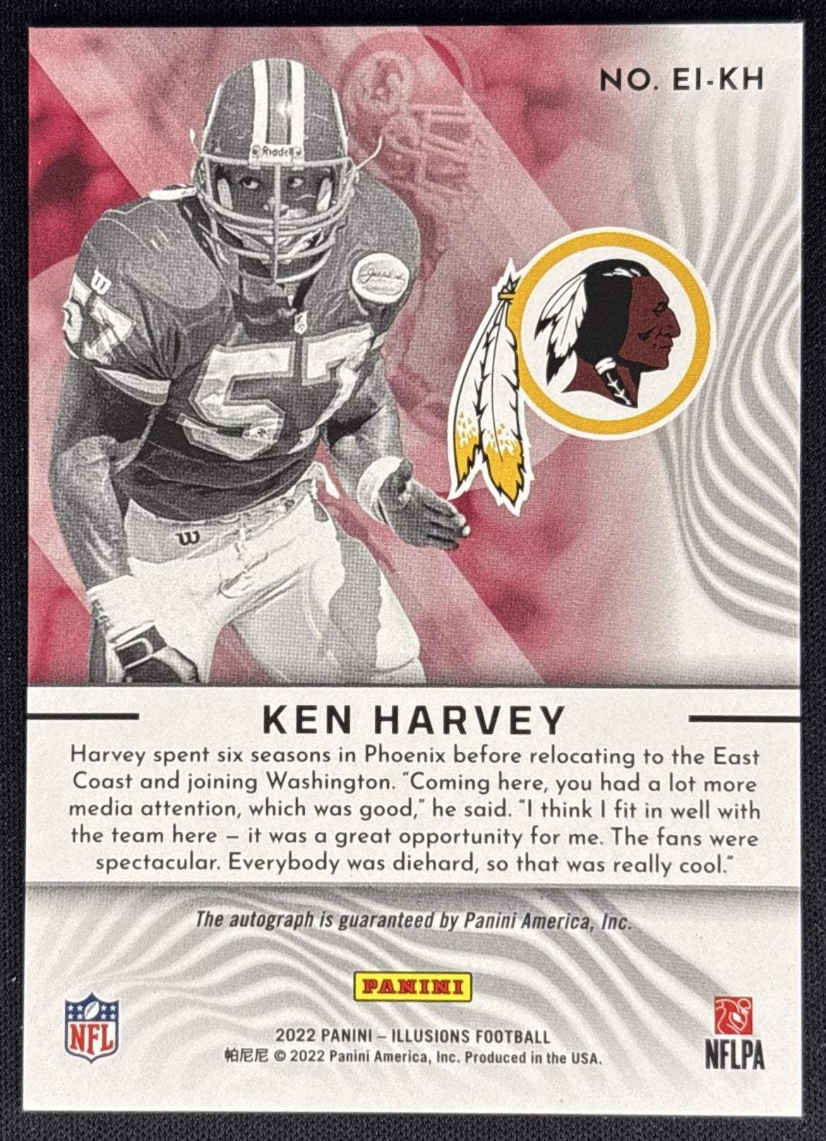 Ken Harvey 2022 Panini Illusions Elusive Ink Red /99 Redskins Commanders Sports Trading Cards