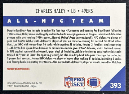 Charles Haley 1991 Pro Set 49ers back
