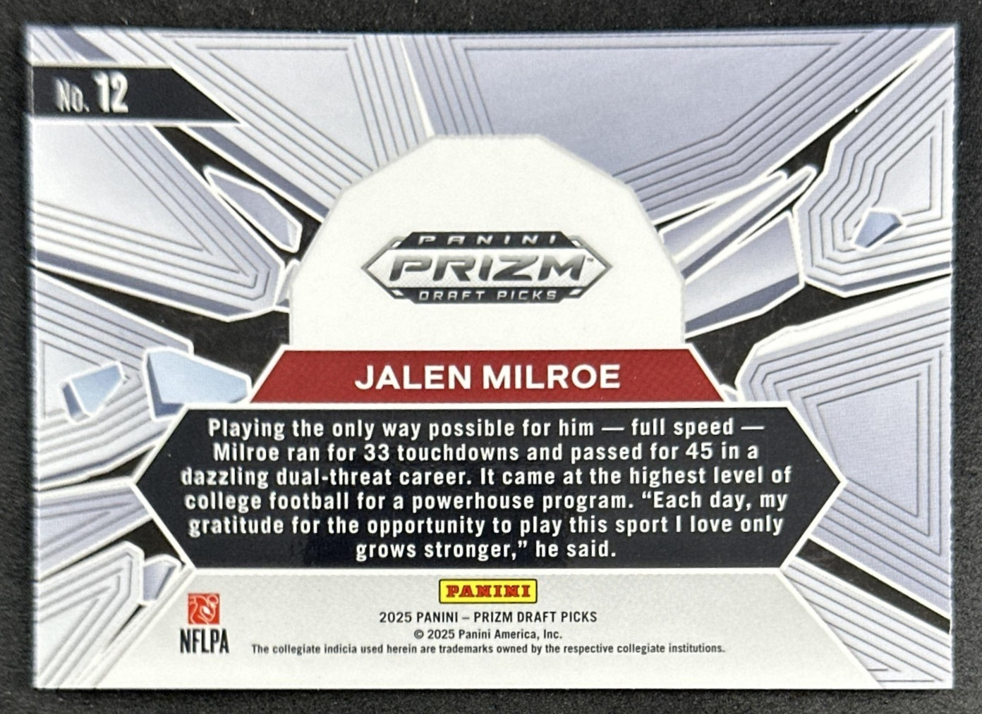 Jalen Milroe 2025 Panini Prizm Draft Picks Break Crimson Tide Seahawks