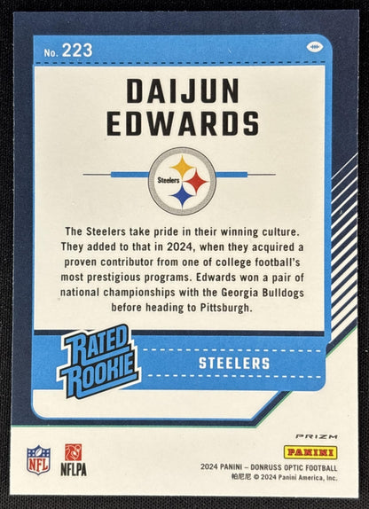 Daijun Edwards 2024 Panini Donruss Optic Green Velocity Steelers