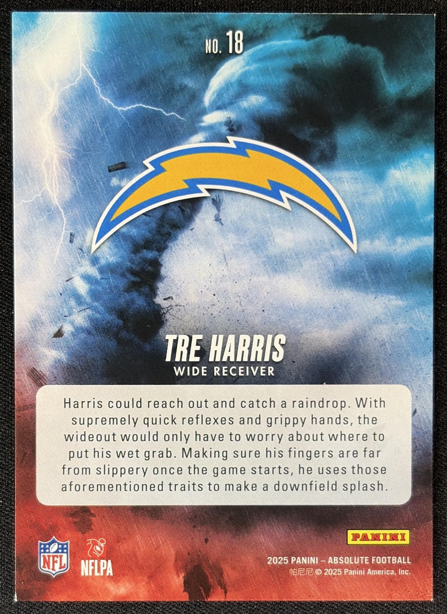 Tre Harris 2025 Panini Absolute By Storm Spectrum Blue /50 Chargers