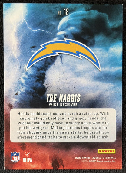 Tre Harris 2025 Panini Absolute By Storm Spectrum Blue /50 Chargers