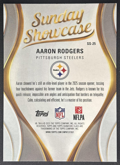 Aaron Rodgers 2025 Topps Signature Class Sunday Showcase Steelers back