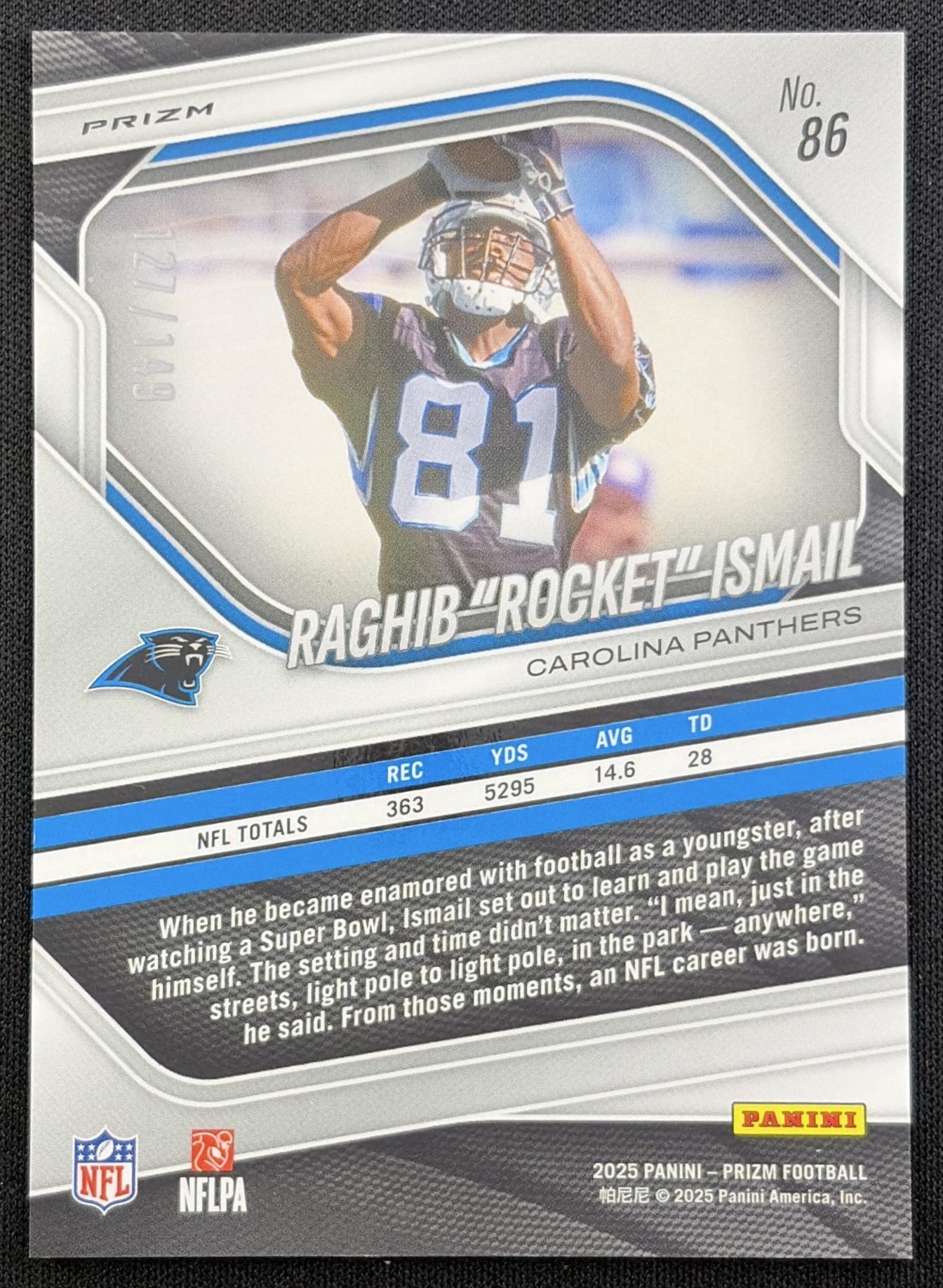 Raghib "Rocket" Ismail 2025 Panini Prizm Red Wave /149 Panthers