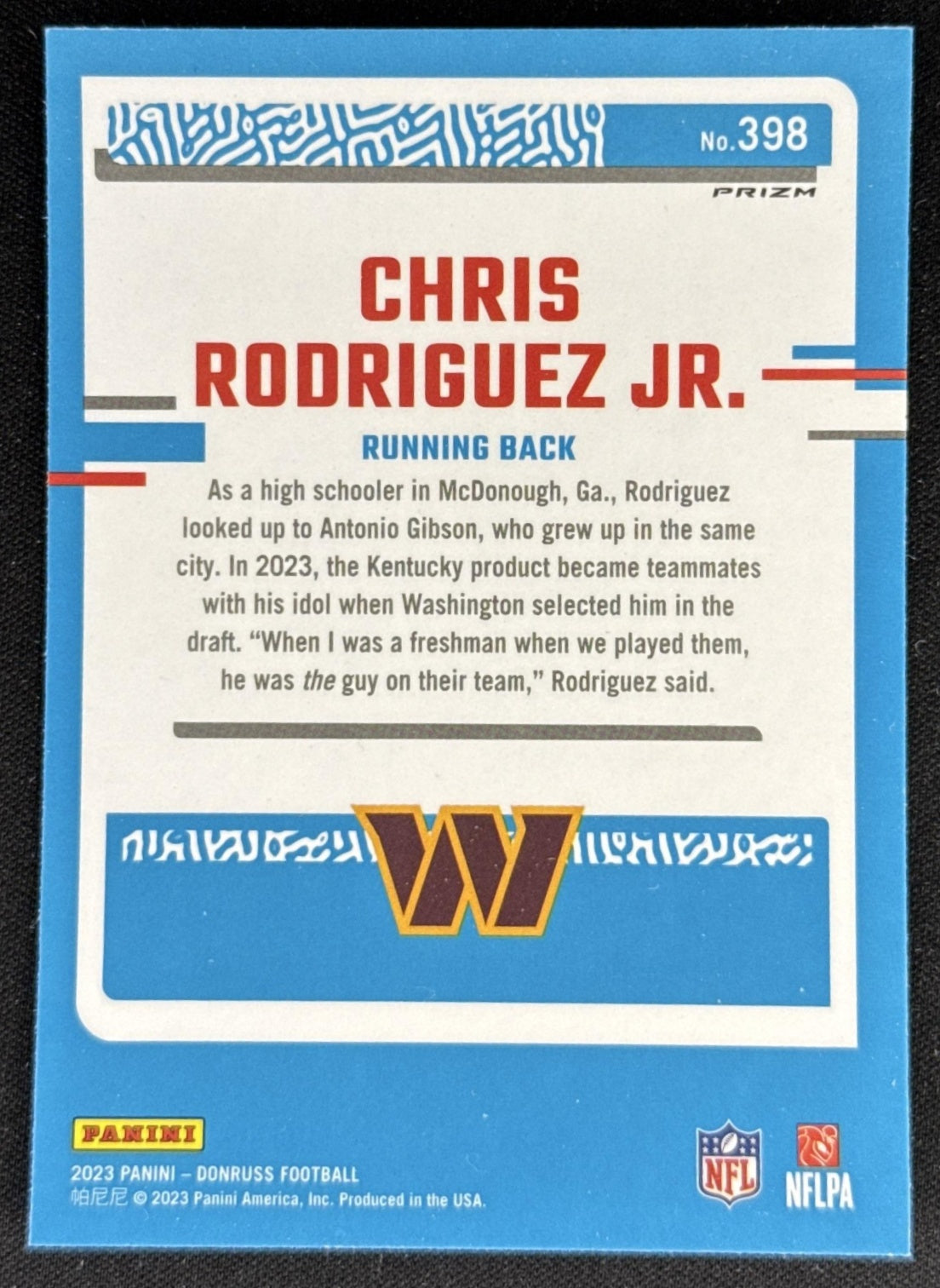 Chris Rodriguez Jr. 2023 Donruss Optic Rated Rookie Preview Pink Prizm Commanders Sports Trading Card