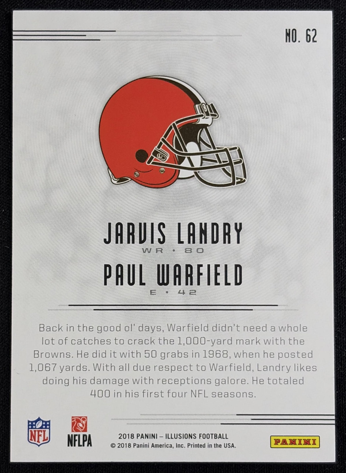 Jarvis Landry Paul Warfield 2018 Panini Illusions Gold /499 Browns Sports Trading Card