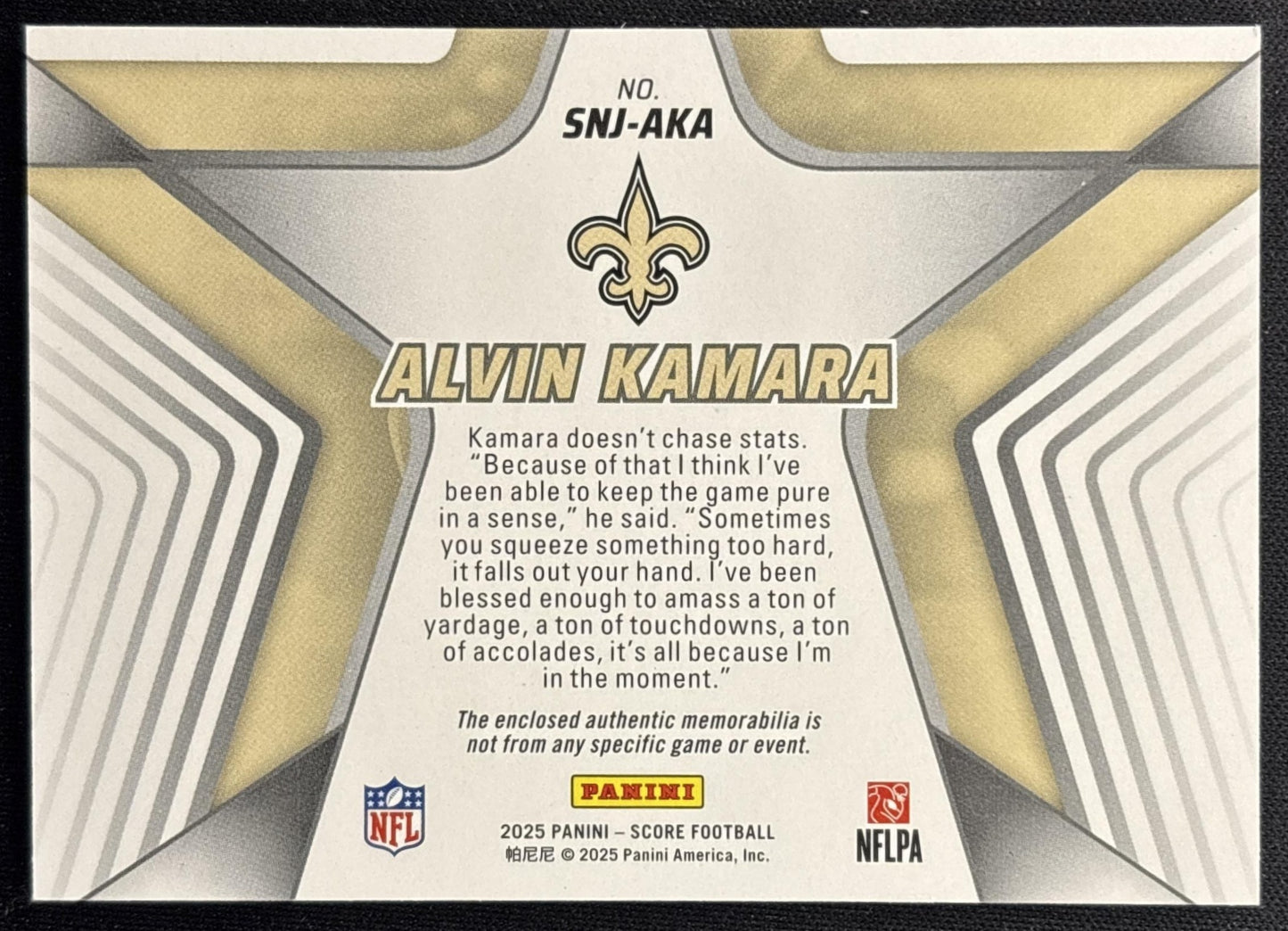 Alvin Kamara 2025 Panini Score Stars of the NFL Jersey Saints Sports Trading Cards