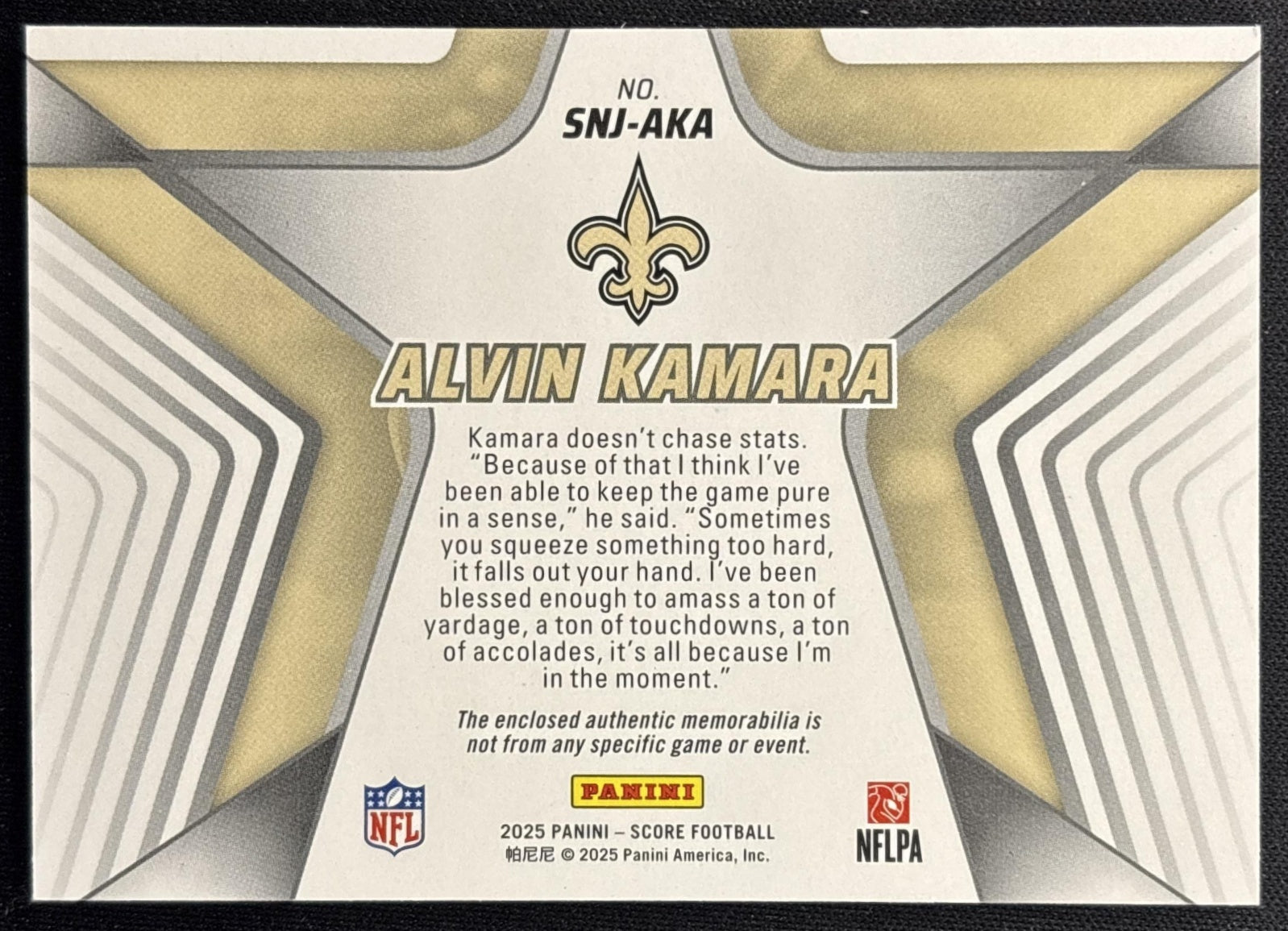 Alvin Kamara 2025 Panini Score Stars of the NFL Jersey Saints Sports Trading Cards