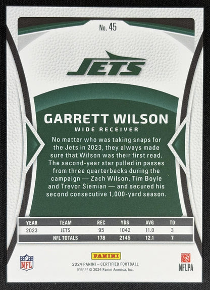 Garrett Wilson 2024 Panini Certified Bronze Mirror /275 Jets