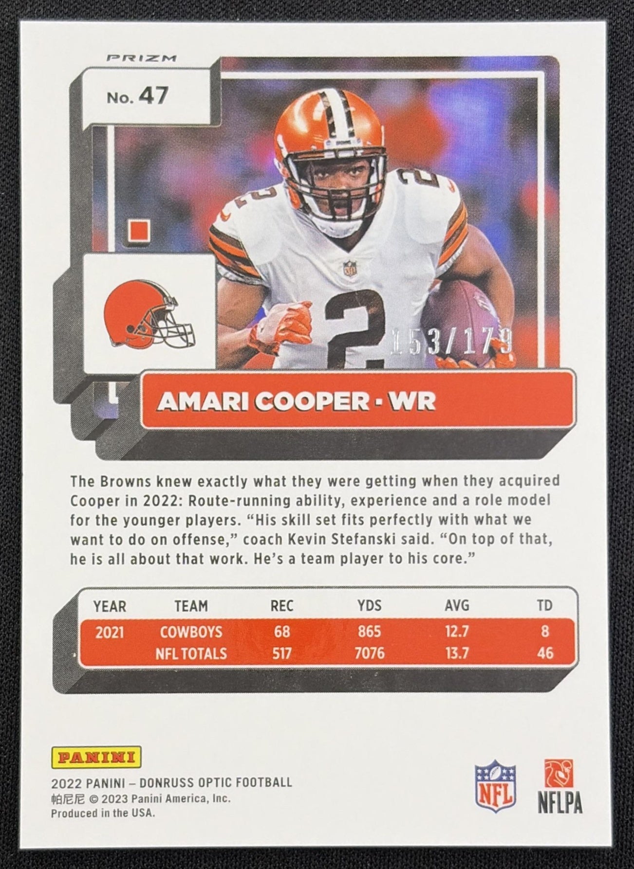 Amari Cooper 2022 Panini Donruss Optic Blue /179 Browns