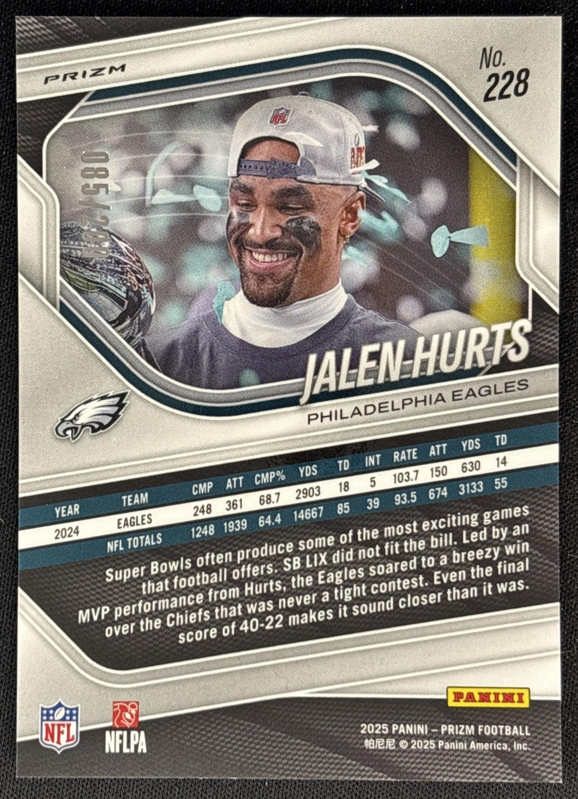 Jalen Hurts 2025 Panini Prizm Hyper /200 Eagles back