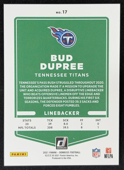 Bud Dupree 2021 Panini Donruss Press Proof Premium Titans Sports Trading Card