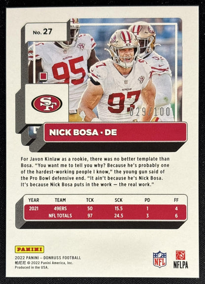Nick Bosa 2022 Panini Donruss Silver Press Proof /100