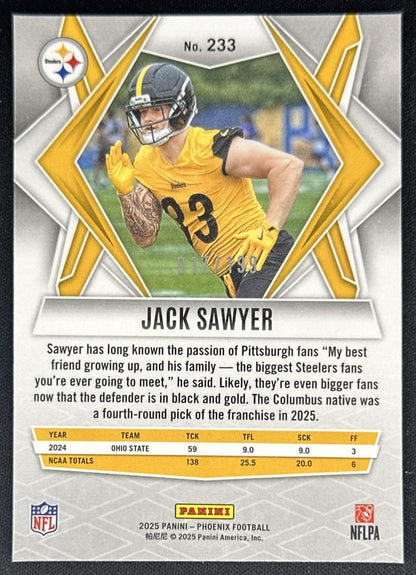 Jack Sawyer 2025 Panini Phoenix Wave Prizm /199 Steelers Sports Trading Cards