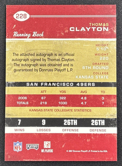 Thomas Clayton 2007 Playoff Contenders Rookie Ticket Auto 49ers