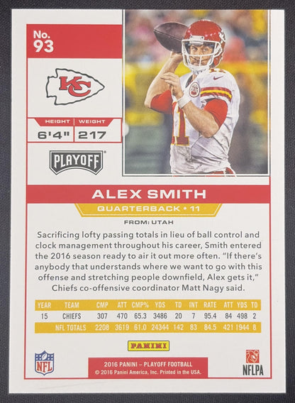 Alex Smith 2016 Panini Playoff Kickoff /199 Chiefs