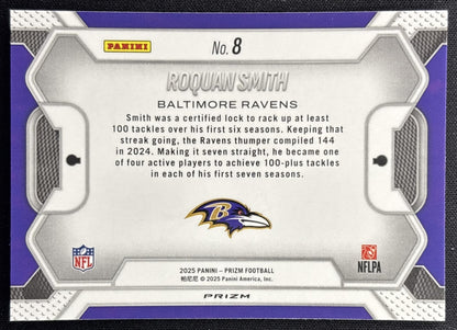 Roquan Smith 2025 Panini Prizm Lockdown No Huddle Ravens Sports Trading Cards