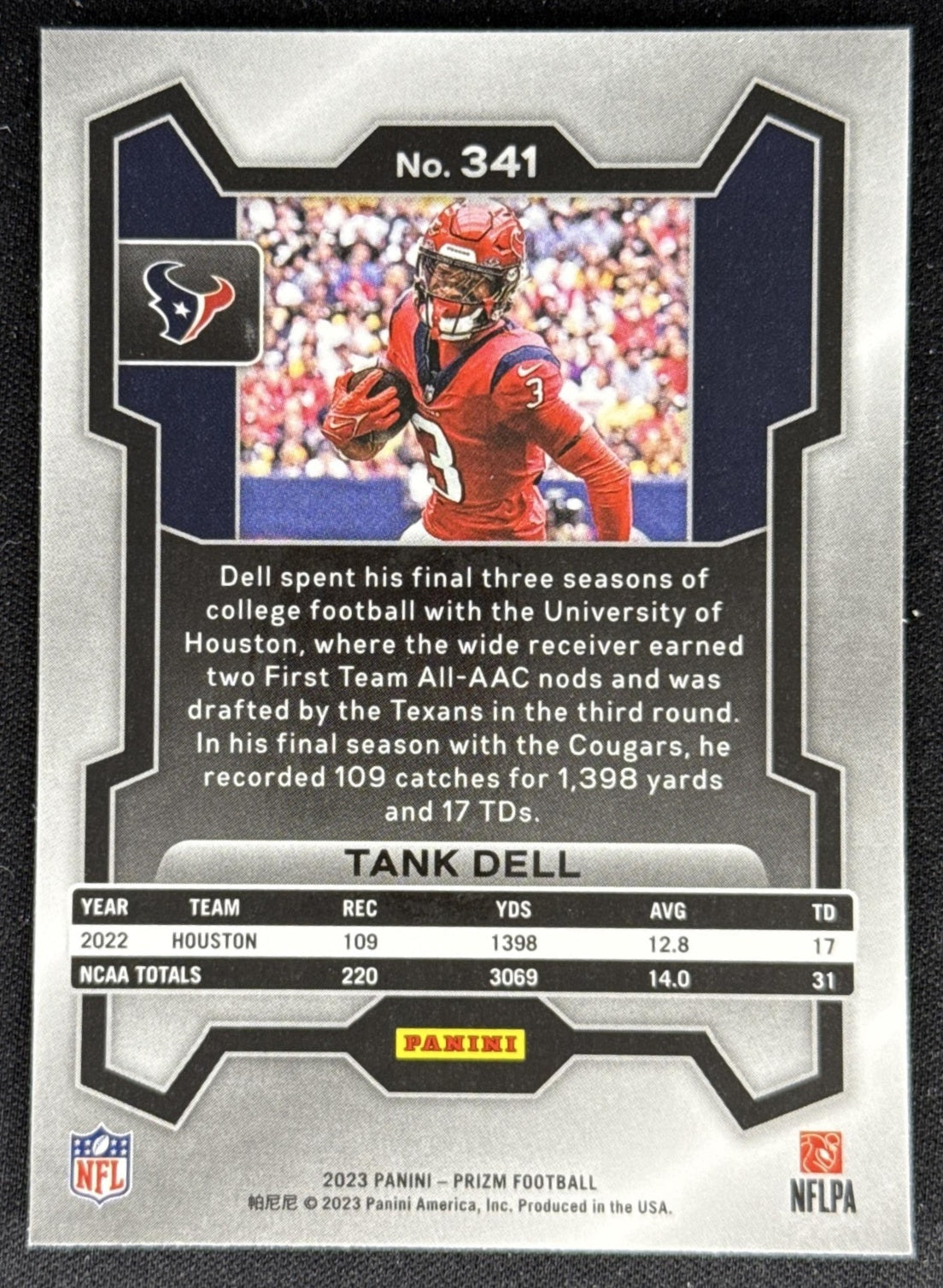 Tank Dell 2023 Panini Prizm Texans Sports Trading Card