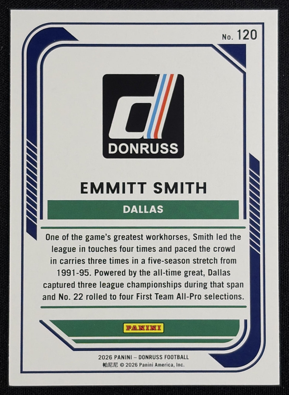 Emmitt Smith 2026 Panini Donruss Lighting Cowboys