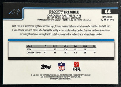 Tommy Tremble 2025 Topps Chrome Panthers Sports Trading Cards