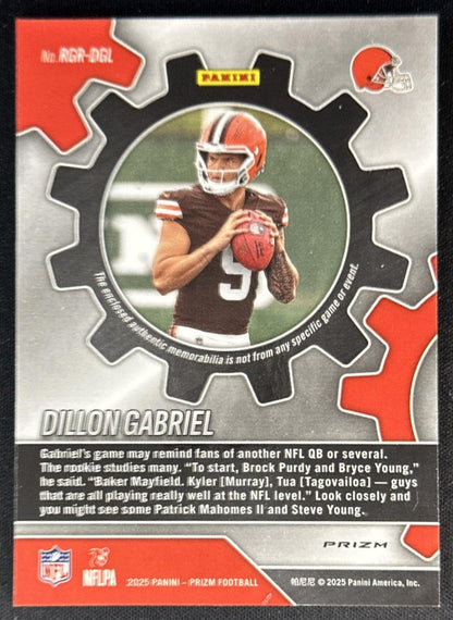 Dillon Gabriel 2025 Panini Prizm Rookie Gear Neon Green Pulsar Browns