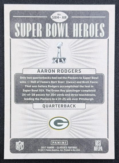 Aaron Rodgers 2017 Panini Classics Super Bowl Heroes Packers