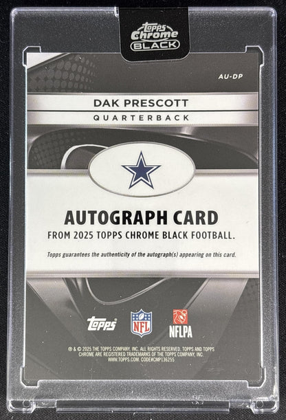 Dak Prescott 2025 Topps Chrome Black Auto Cowboys Back