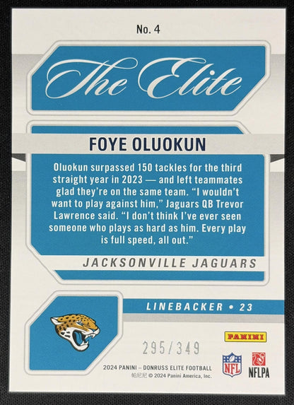 Foye Oluokun 2024 Panini Donruss Elite The /349 Jaguars