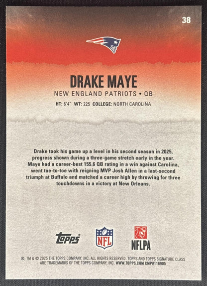 Drake Maye 2025 Topps Signature Class Chrome Veteran Patriots back