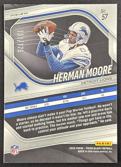 Herman Moore 2025 Panini Prizm Black White /175 Lions