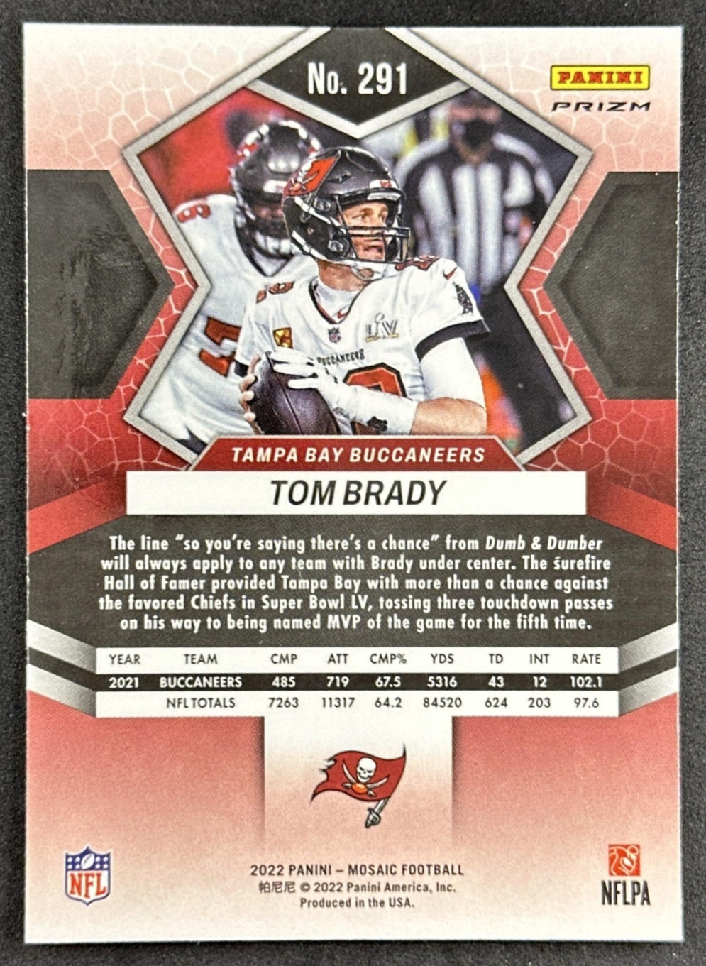 Tom Brady 2022 Panini Mosaic Mosaic Green Buccaneers Patriots Back