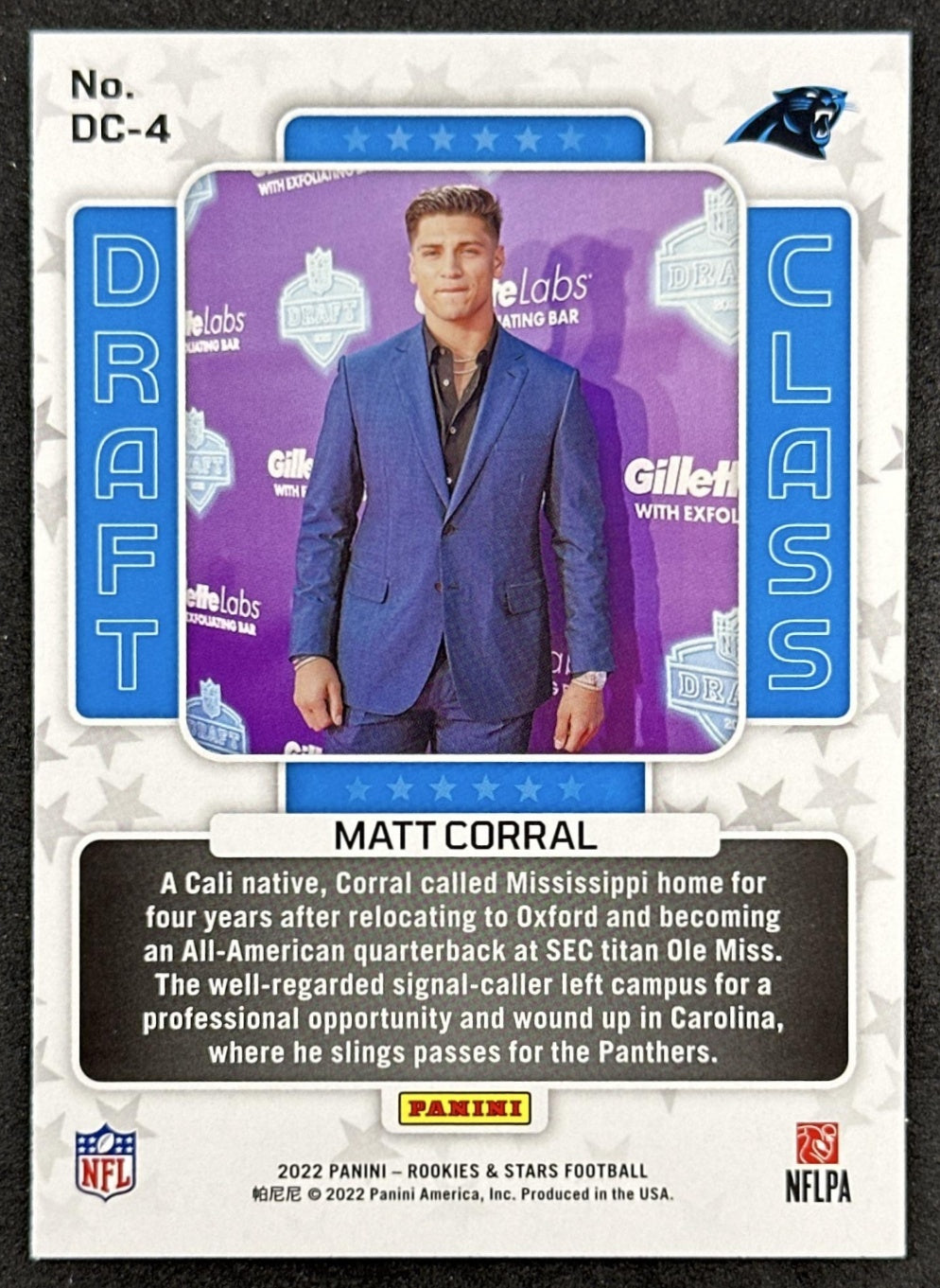 Matt Corral Draft Class 2022 Rookies & Stars Panthers Back
