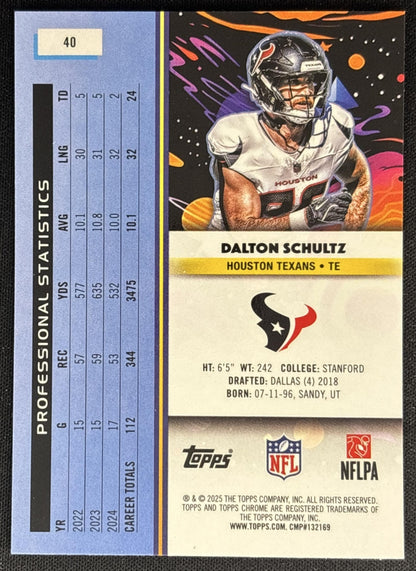 Dalton Schultz 2025 Topps Cosmic Chrome Texans back