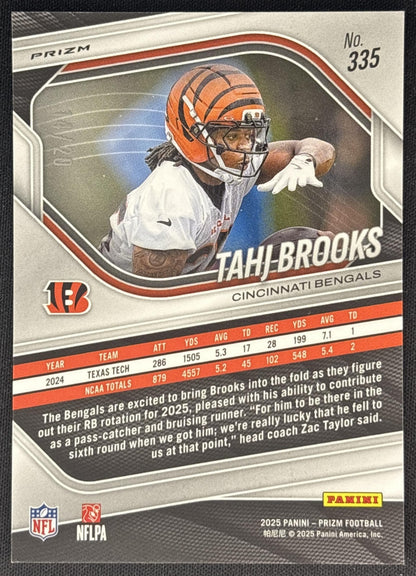 Tahj Brooks 2025 Panini Prizm Logo /20 Bengals Sports Trading Cards