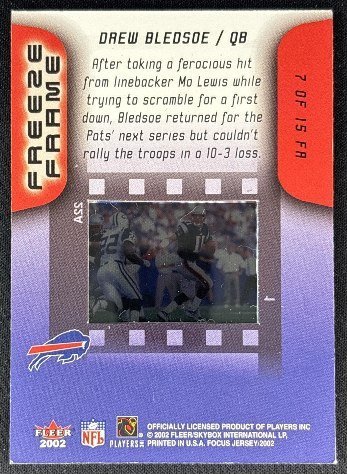 Drew Bledsoe 2002 Fleer Focus Jersey Edition Freeze Frame Bills Back
