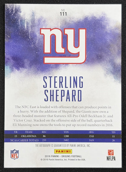 Sterling Shepard 2016 Panini Origins Auto Rookie Giants