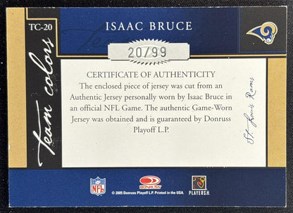 Isaac Bruce 2005 Donruss Classics Team Colors Jerseys Home /99 Rams Sports Trading Card