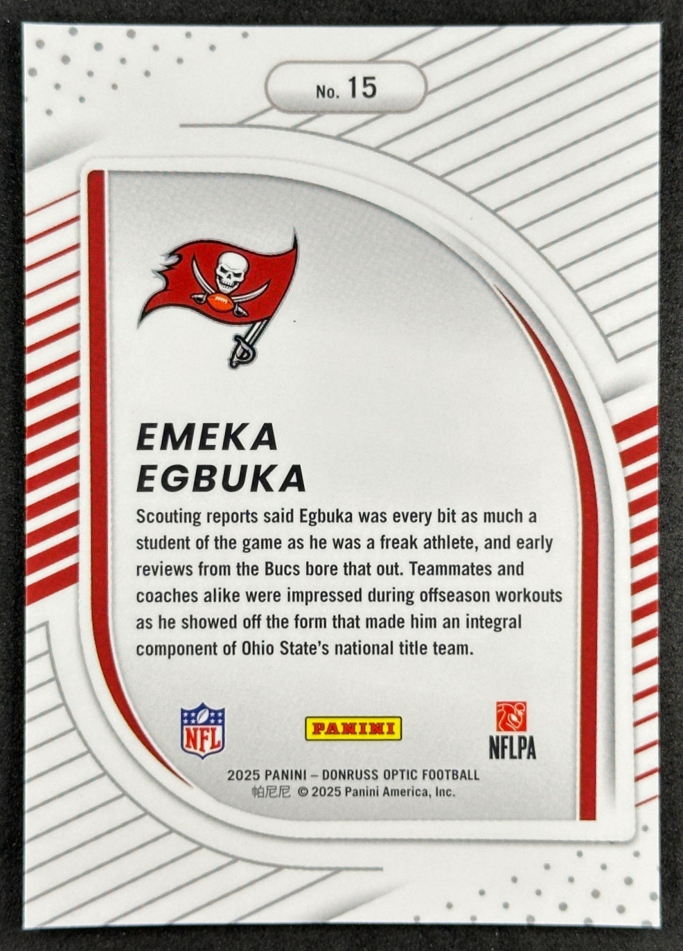 Emeka Egbuka 2025 Donruss Optic Hidden Potential Buccaneers Sports Trading Cards