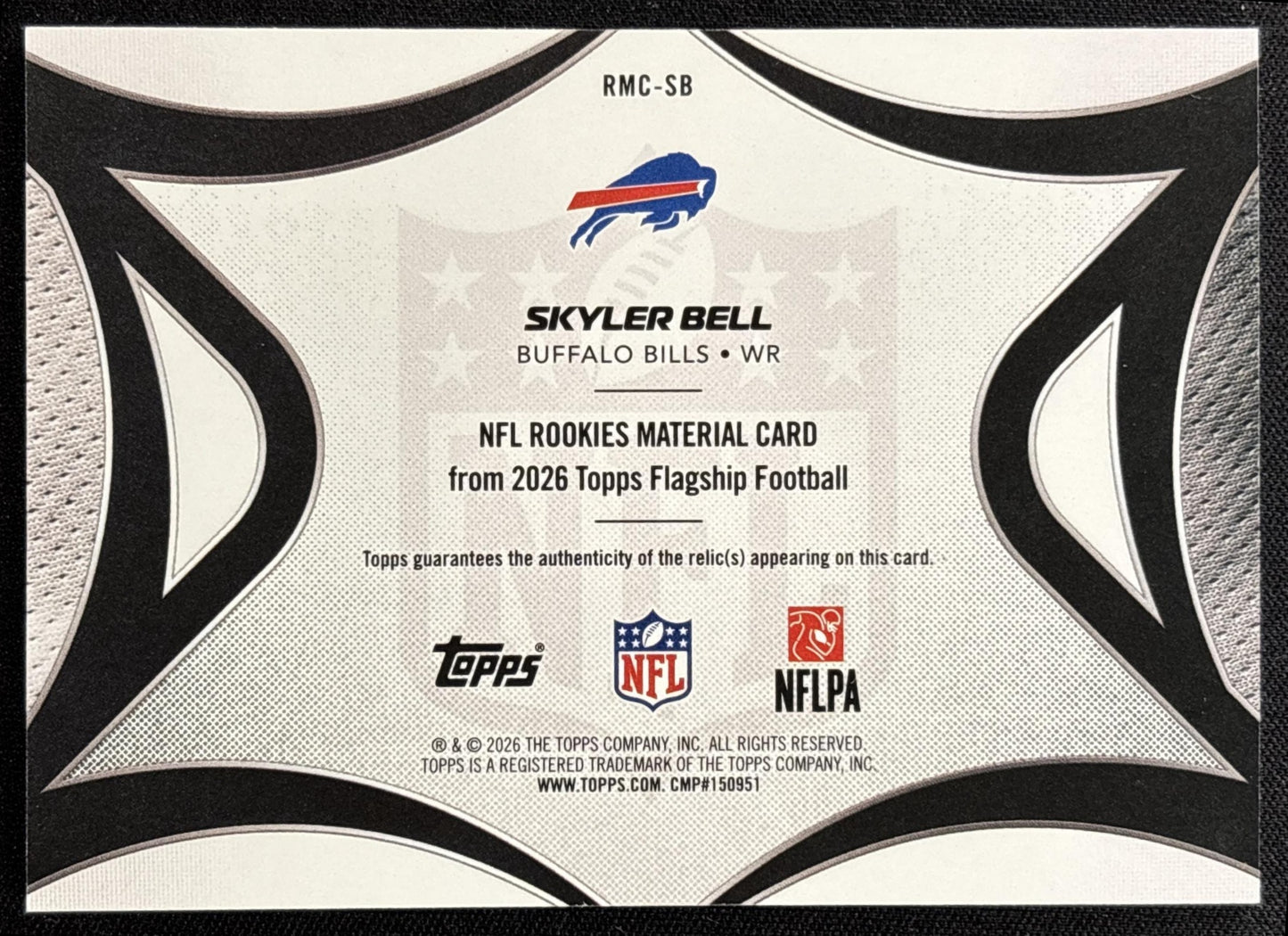 Skyler Bell 2026 Topps NFL Rookie Material Bills - back